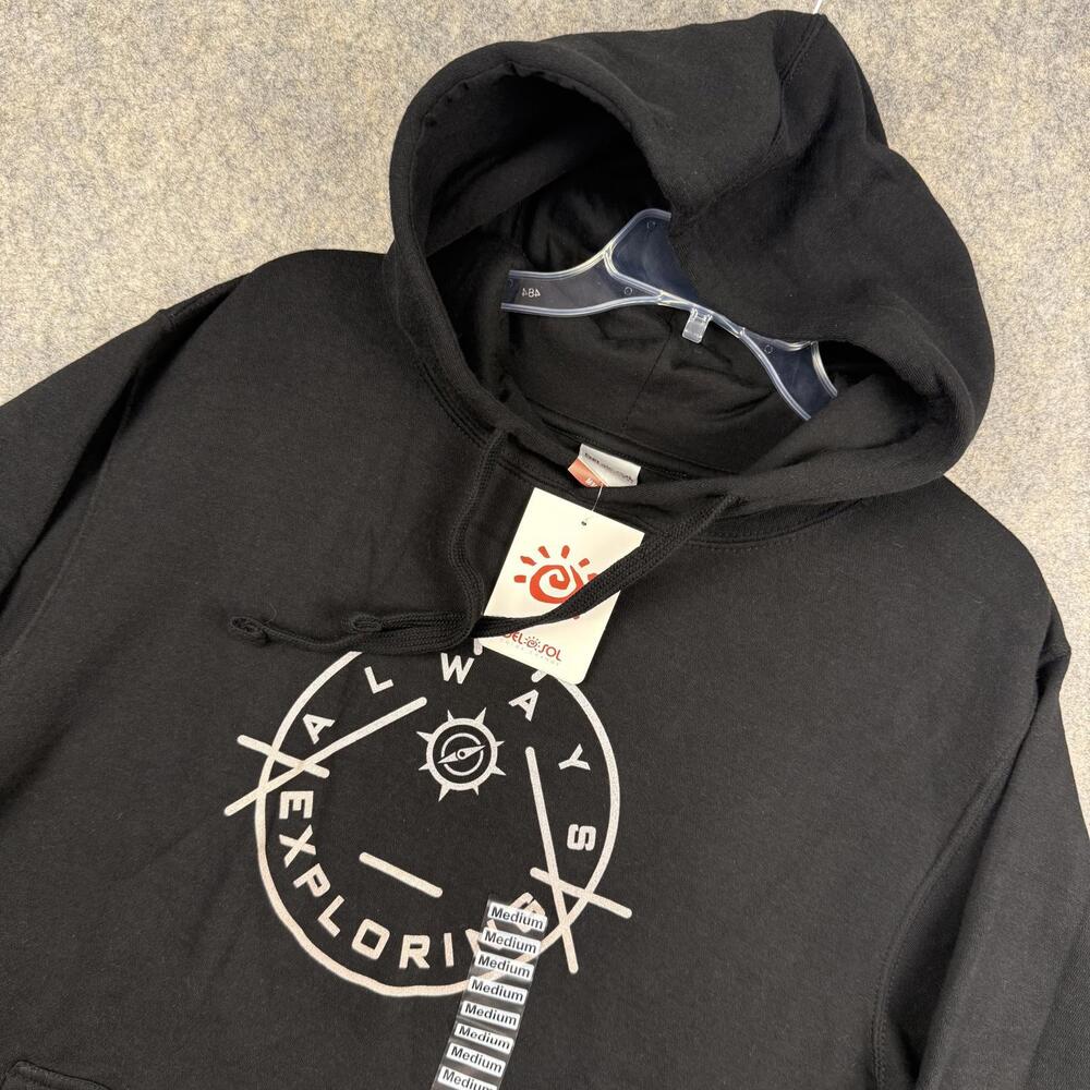 Del Sol Always Exploring Hoodie Men Black Light Gray Size Medium NWT 028